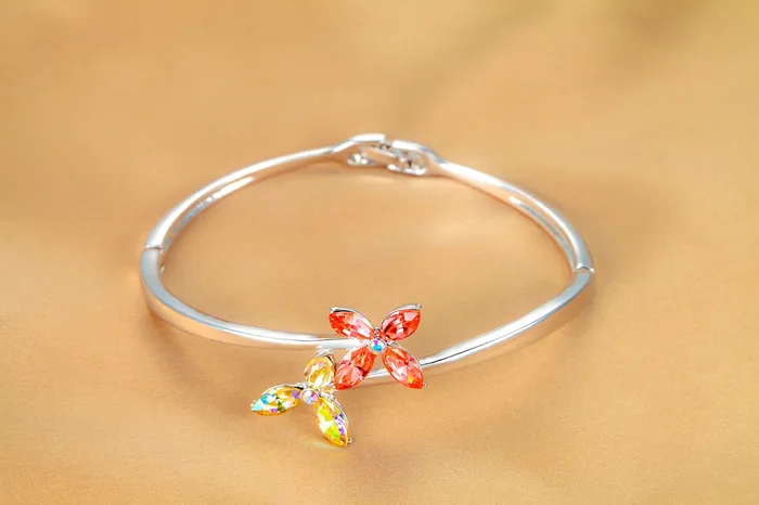 Earrings Yellow Chimes Yellow Chimes Crystals from Swarovski Multicolor Crystal Flower Designer Bracelet for Women and Girls