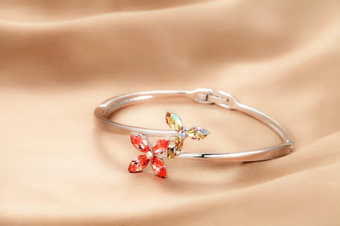 Earrings Yellow Chimes Yellow Chimes Crystals from Swarovski Multicolor Crystal Flower Designer Bracelet for Women and Girls