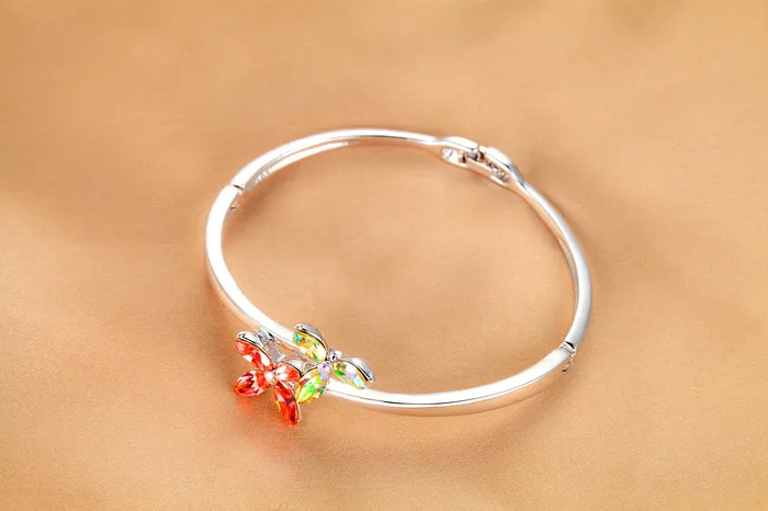 Earrings Yellow Chimes Yellow Chimes Crystals from Swarovski Multicolor Crystal Flower Designer Bracelet for Women and Girls
