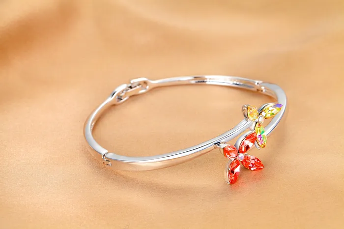 Earrings Yellow Chimes Yellow Chimes Crystals from Swarovski Multicolor Crystal Flower Designer Bracelet for Women and Girls