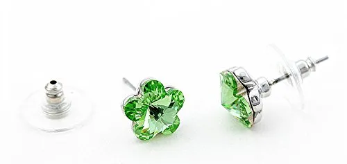 Earrings Yellow Chimes Yellow Chimes Crystals from Swarovski Platinum Plated Flower Crystal Earrings for Women and Girls Peridot