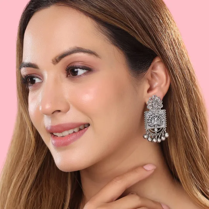 Earrings Yellow Chimes Yellow Chimes Earrings for Women and Girls Silver Oxidised Drop Earrings Silver Oxidised Drop EarringsBirthday Gift For girls and women Anniversary Gift for Wife