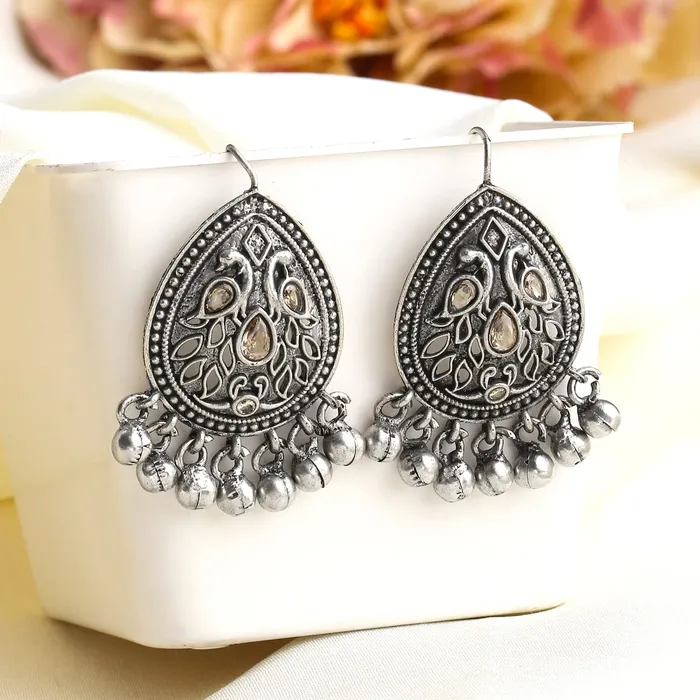 Earrings Yellow Chimes Yellow Chimes Earrings for Women and Girls Silver Oxidised Drop Earrings Silver Oxidised Drop EarringsBirthday Gift For girls and women Anniversary Gift for Wife