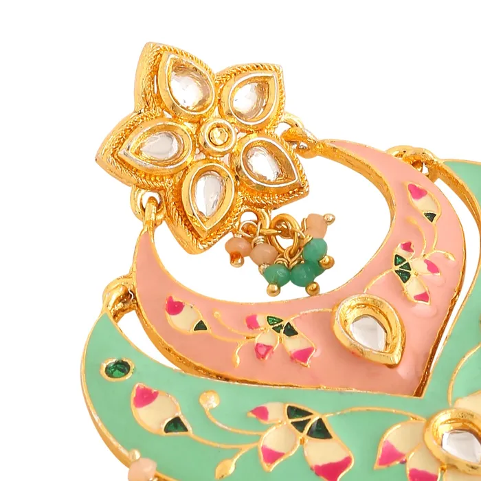 Earrings Yellow Chimes Yellow Chimes Earrings for Women and Girls Traditional Meenakari Chandbali Gold Plated Meenakari Chandbali Earrings for Women Birthday Gift for girls and women Anniversary Gift for Wife