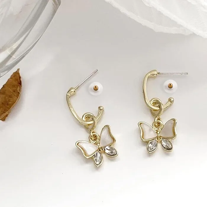 Earrings Yellow Chimes Yellow Chimes Earrings For Women Gold Toned 2 Pair Combo of Floral and Butterfly Designed Hoop Earrings For Women and Girls