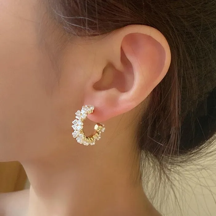 Earrings Yellow Chimes Yellow Chimes Earrings For Women Gold Toned 2 Pair Combo of Floral and Butterfly Designed Hoop Earrings For Women and Girls