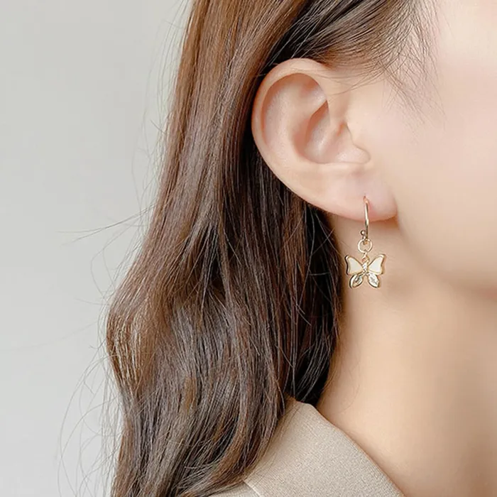 Earrings Yellow Chimes Yellow Chimes Earrings For Women Gold Toned 2 Pair Combo of Floral and Butterfly Designed Hoop Earrings For Women and Girls