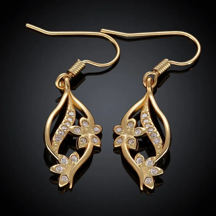 Earrings Yellow Chimes YELLOW CHIMES Golden Flower and Petal High Grade Crystal Earrings for Women and Girls