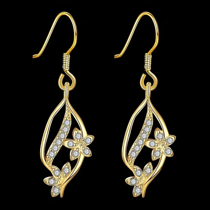 Earrings Yellow Chimes YELLOW CHIMES Golden Flower and Petal High Grade Crystal Earrings for Women and Girls