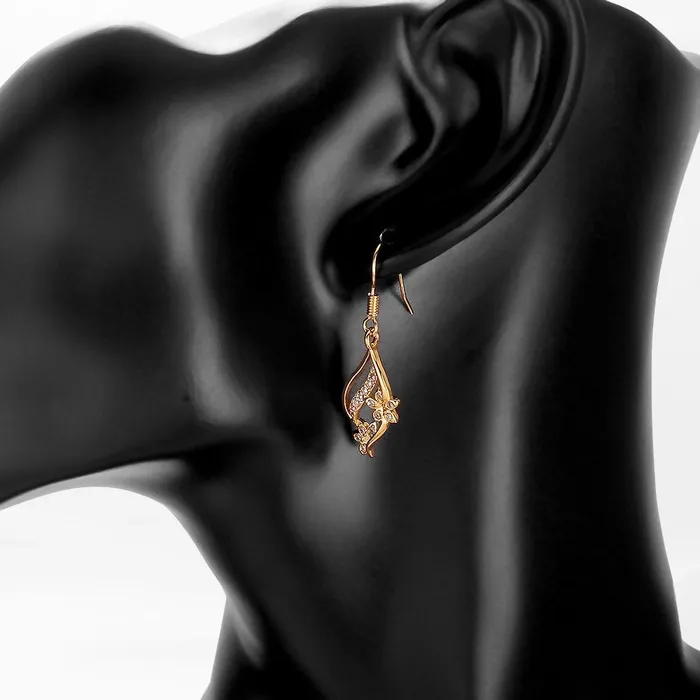 Earrings Yellow Chimes YELLOW CHIMES Golden Flower and Petal High Grade Crystal Earrings for Women and Girls