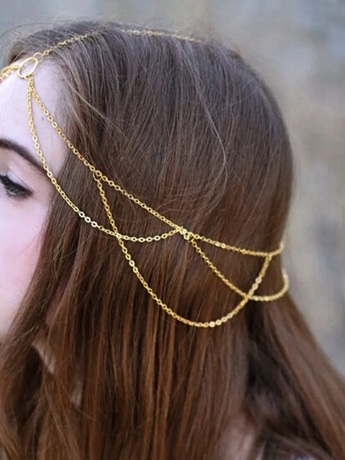 Earrings Yellow Chimes Yellow Chimes Head Chain for Women and Girls Gold Toned Multilayer Head jewellery for women Birthday Gift for girls and women Anniversary Gift for Wife