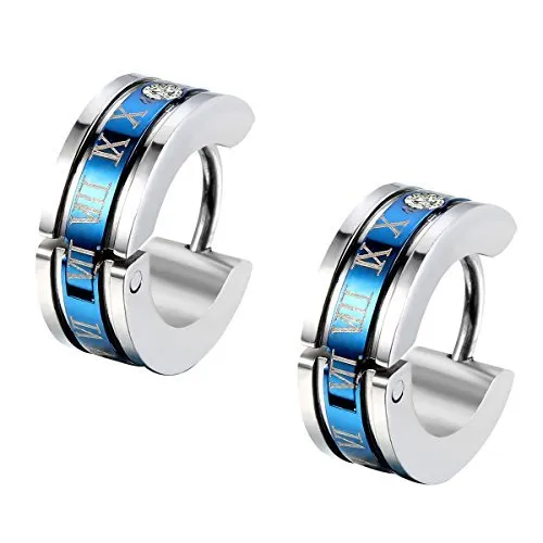 Earrings Yellow Chimes Yellow Chimes Hoop Earrings for Men Roman Numbers Western Style 316L Stainless Steel Blue Hoop Earrings for Men and Women Earrings Yellow Chimes Yellow Chimes Hoop Earrings for Men Roman Numbers Western Style 316L Stainless Steel Blue Hoop Earrings for Men and Women