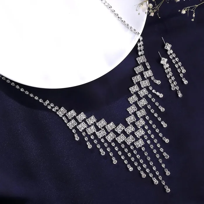 Earrings Yellow Chimes Yellow Chimes Jewellery Set For Women Silver Toned Drop Chain Designed Necklace Set With Earring For Women and Girls