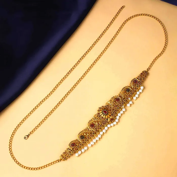 Earrings Yellow Chimes Yellow Chimes Kamarbandh for Women and Girls Traditional Gold Plated Kamarband for Women Gold Plated Saree Wedding Waist Chain for Women Birthday Gift for girls and women