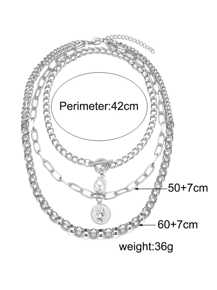 Earrings Yellow Chimes Yellow Chimes Multi Layered Choker Necklace for Women Thick Chain Multi Layer Choket to long Chain Choker Necklace for Women and Girls 4