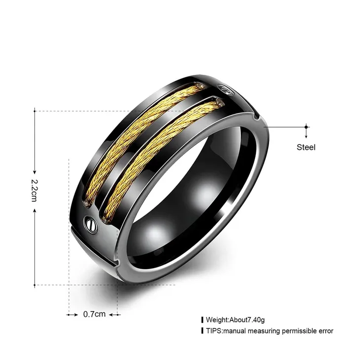 Earrings Yellow Chimes Yellow Chimes Rings for Men Black Band Rings Screwed Cable Black Gun Plated Finger Thumb Stainless Steel Ring for Men and Boys