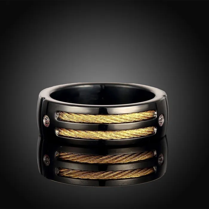 Earrings Yellow Chimes Yellow Chimes Rings for Men Black Band Rings Screwed Cable Black Gun Plated Finger Thumb Stainless Steel Ring for Men and Boys