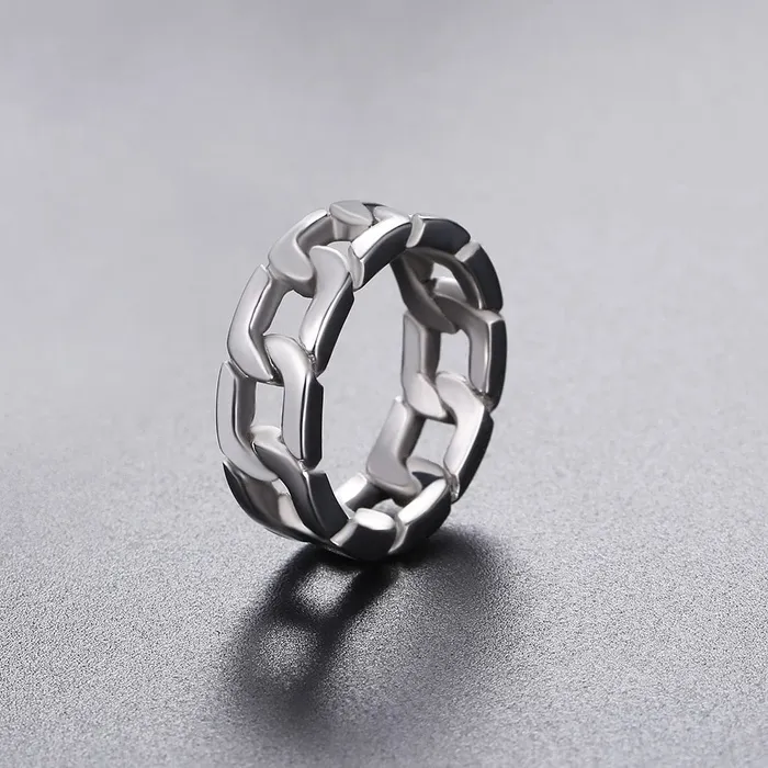 Earrings Yellow Chimes Yellow Chimes Rings for Men Silver toned Chain Designed Stainless Steel Metal Ring for Men and Boys