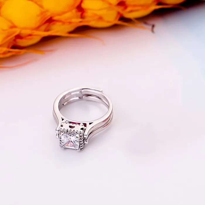 Earrings Yellow Chimes Yellow Chimes Rings for Women Girls Dual Flip Pink Silver Ring Adjustable Crystal Rings Silver Toned Square Shaped Ring for Women Birthday Gift for girls women Anniversary Gift for Wife