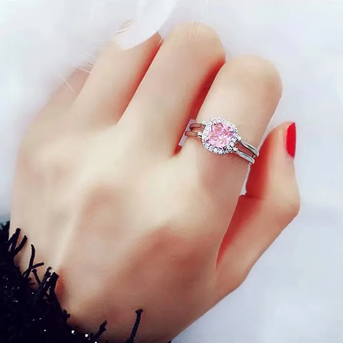 Earrings Yellow Chimes Yellow Chimes Rings for Women Girls Dual Flip Pink Silver Ring Adjustable Crystal Rings Silver Toned Square Shaped Ring for Women Birthday Gift for girls women Anniversary Gift for Wife