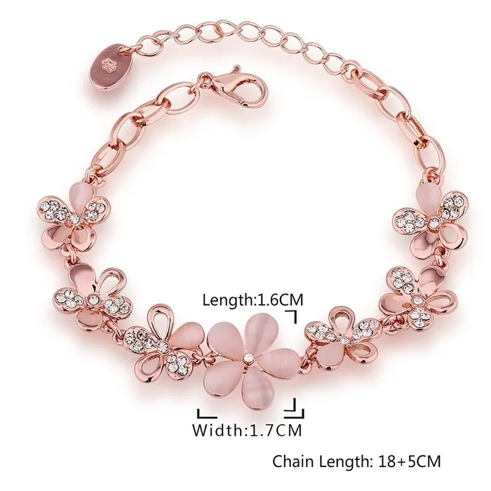 Earrings Yellow Chimes Yellow Chimes Women Crystal Bracelets Flower shaped Rose Gold Plated Bracelets for Women White CZ Crystals Bracelet For Woman Birthday Gift for Girls Women Anniversary Gift for Wife