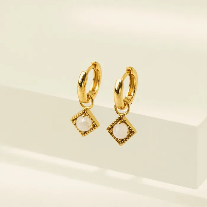 Eclipse Drop Hoop Earring Moonstone Lovers Tempo Earrings