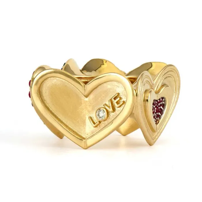 Four Sides of Your Heart Love Ring Three Stories Jewelry Rings