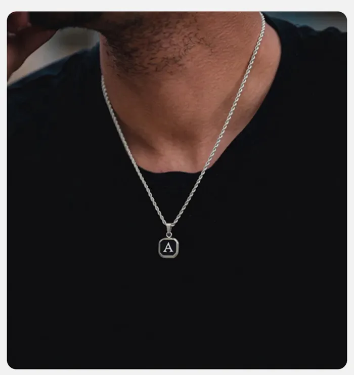 Geometric Square Initial Necklace Get Signatured Necklaces