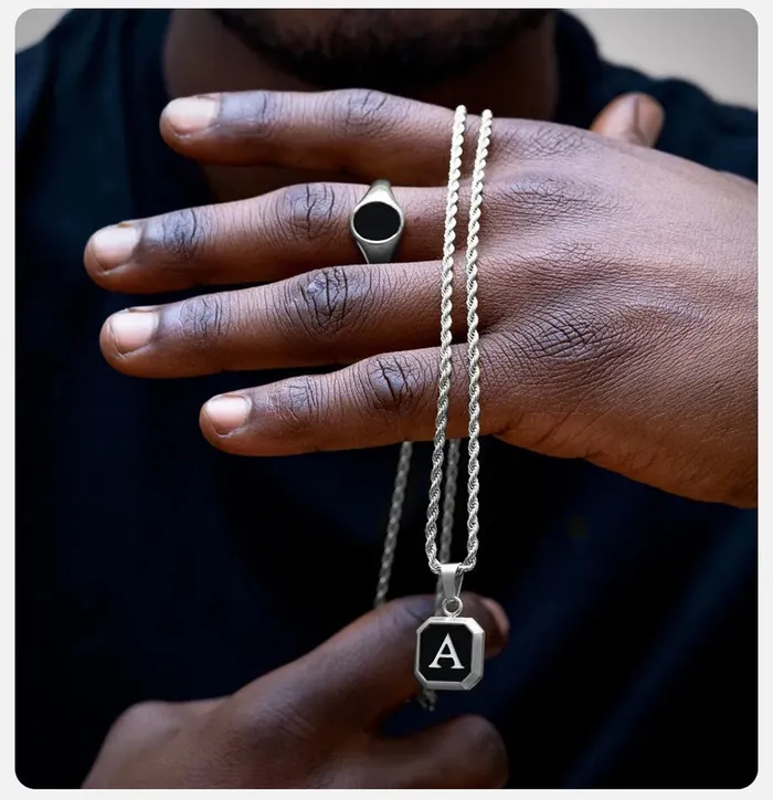 Geometric Square Initial Necklace Get Signatured Necklaces
