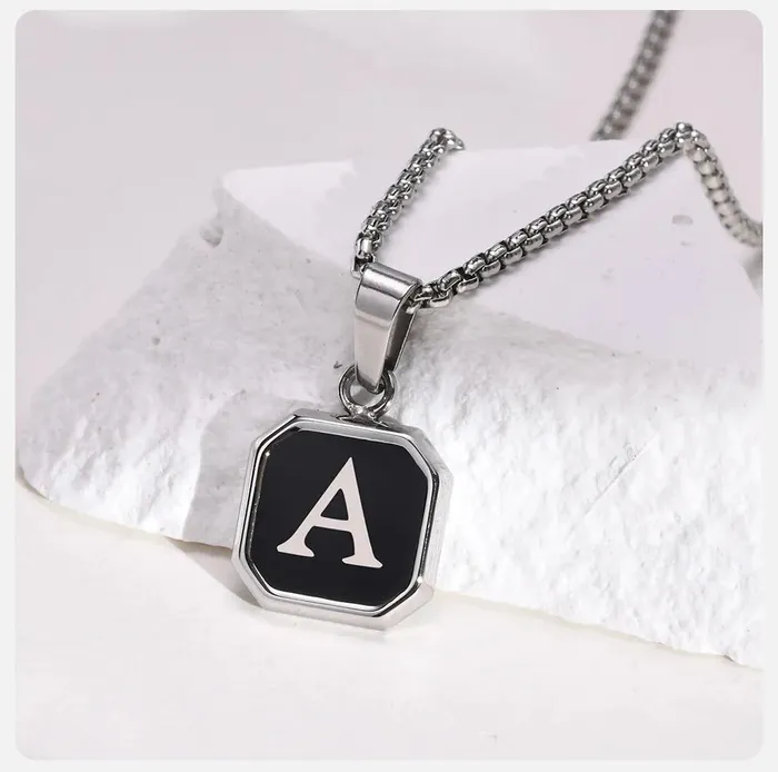 Geometric Square Initial Necklace Get Signatured Necklaces