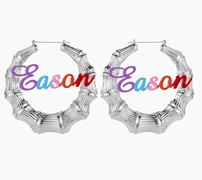 Get Signatured Girls Colorful Bamboo Name Earrings Earrings