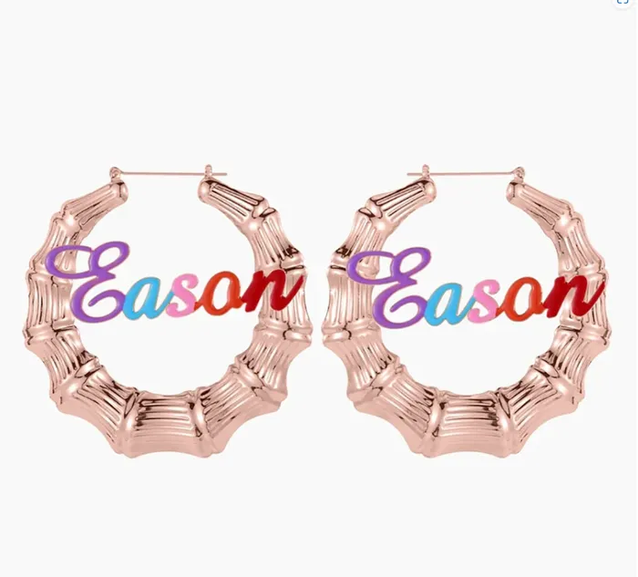 Get Signatured Girls Colorful Bamboo Name Earrings Earrings