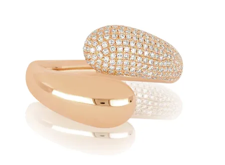 Gold and Diamond Jumbo Double Dome Ring EF Collection Rings Gold and Diamond Jumbo Double Dome Ring EF Collection Rings