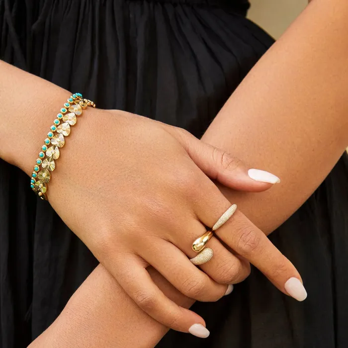 Gold Diamond Fluted Heart Eternity Bracelet ef collection Bracelets