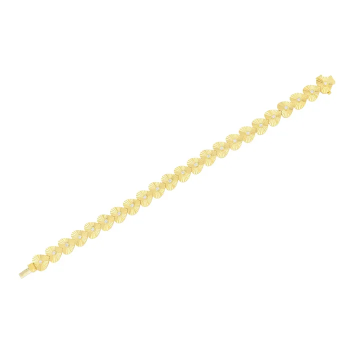 Gold Diamond Fluted Heart Eternity Bracelet ef collection Bracelets