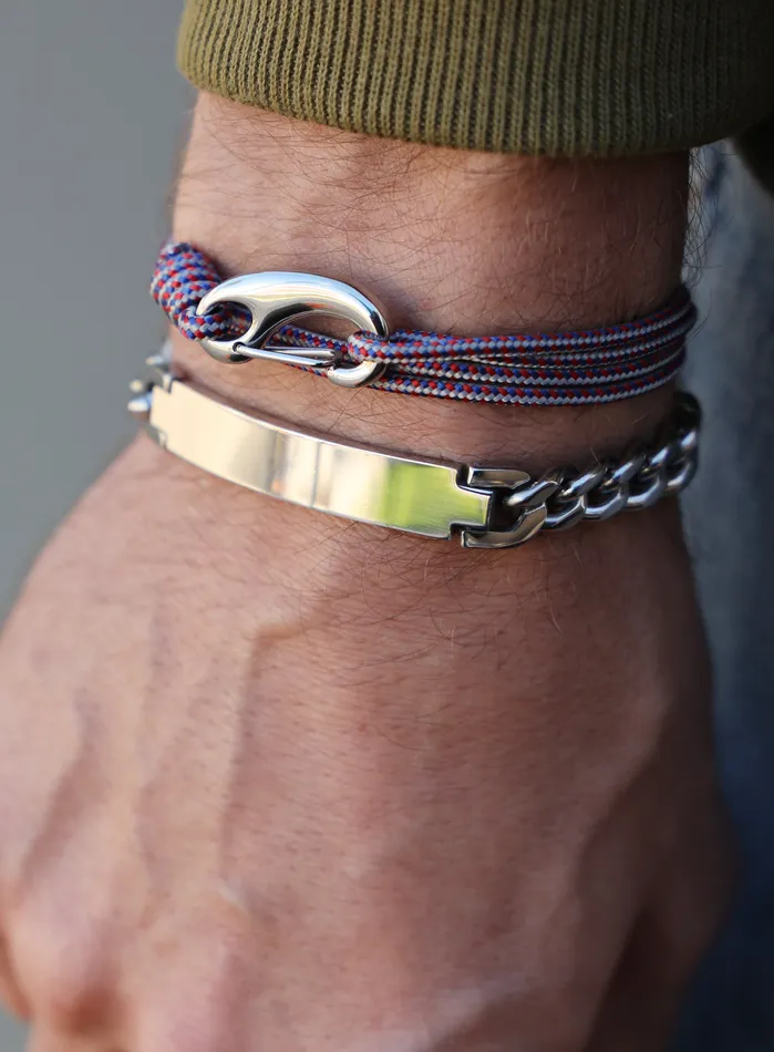 Gray Red Tactical Cord Bracelet for Men Silver Clasp 27S We Are All Smith Bracelets