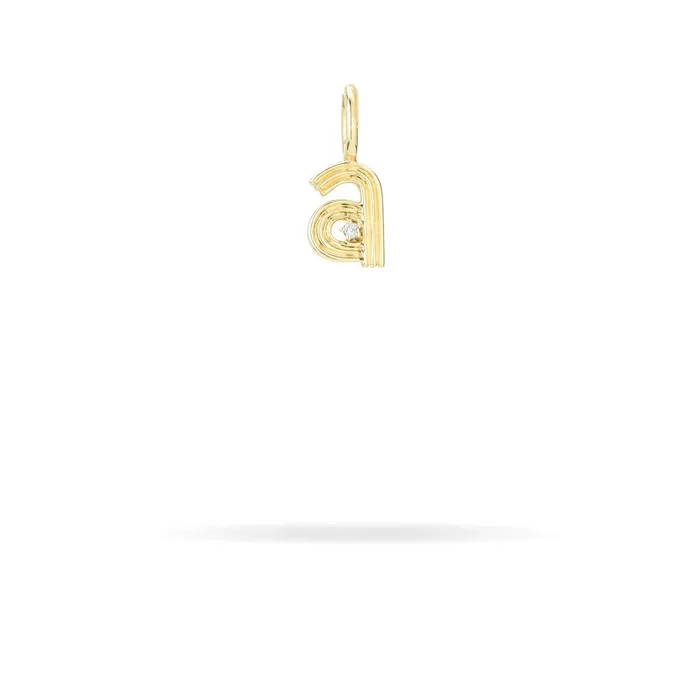 Groovy Diamond Initial Mini Bead Charm Adina Reyter Charm Necklaces
