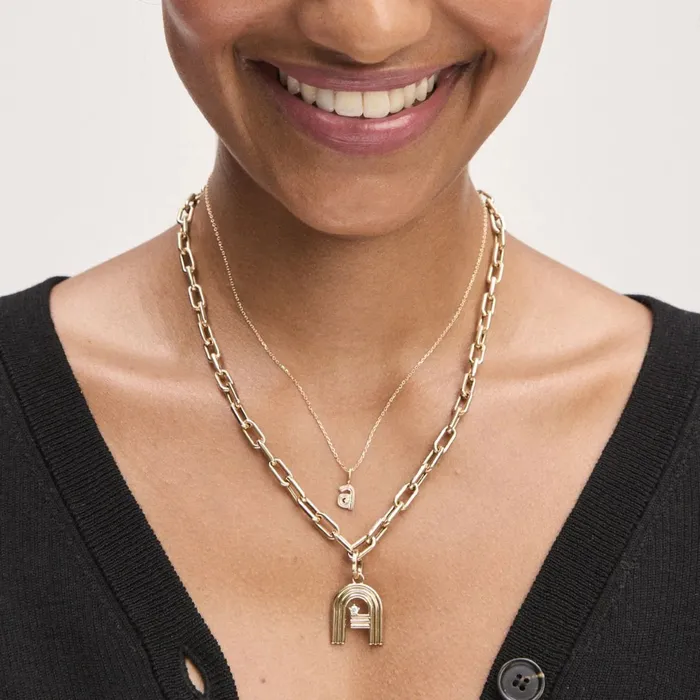 Groovy Diamond Initial Mini Bead Charm Adina Reyter Charm Necklaces