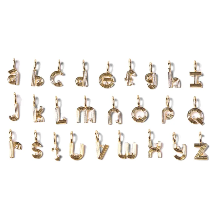 Groovy Diamond Initial Mini Bead Charm Adina Reyter Charm Necklaces