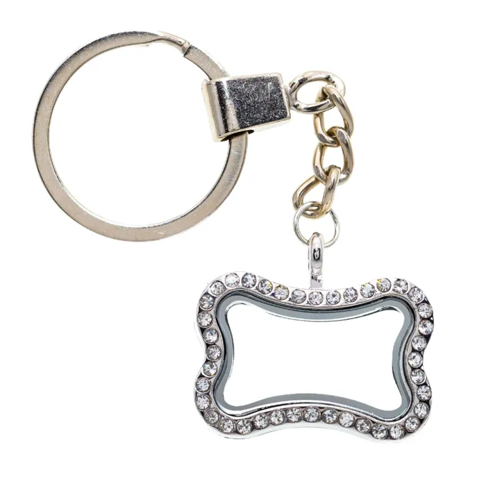 JE0133 Necklaces Glass Locket Keychain Magnetic Dog Bone