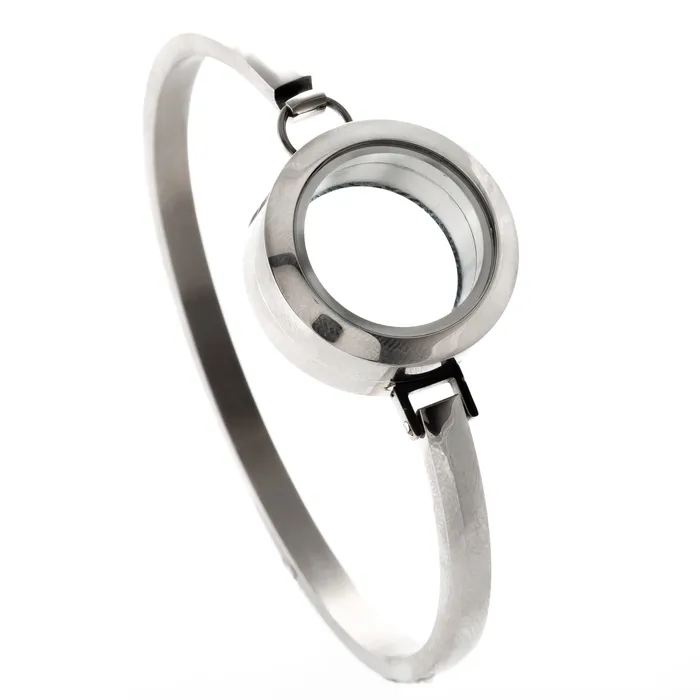 JE0141 Bracelets Glass Locket Bracelet Twist Off Round Smooth Stainless Steel JE0141 Bracelets Glass Locket Bracelet Twist Off Round Smooth Stainless Steel