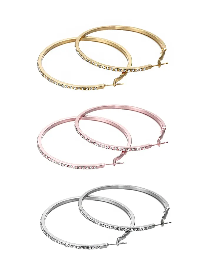 Kairangi Earrings Kairangi Earrings for Women and Girls Fashion Multicolor Hoop Earrings 3 Pairs Silver Gold Rose Gold Toned Hoops Earring Set Birthday Gift for Girls Women Anniversary Gift for Wife