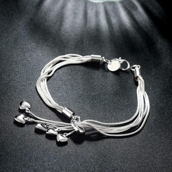 Kairangi Kairangi Valentine Gift for Girls Bracelet for Women and Girls Silver Charm Bracelets Heart Shaped Hanging Charm Bracelet Birthday Gift for Girls Women Anniversary Gift for Wife Bracelets