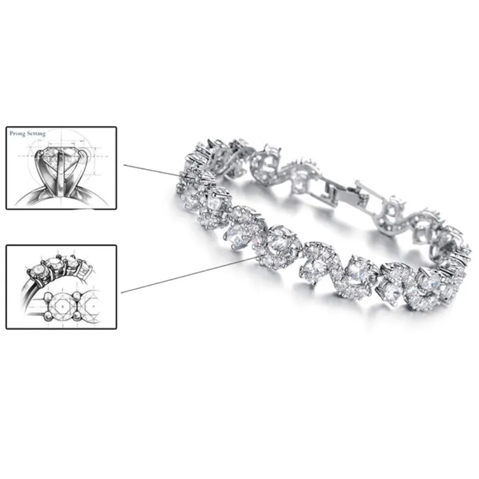 Kairangi Valentine Gift for Girls Crystal CZ Bracelet for Women Girls YCFJBR0005985WH Kairangi Earrings