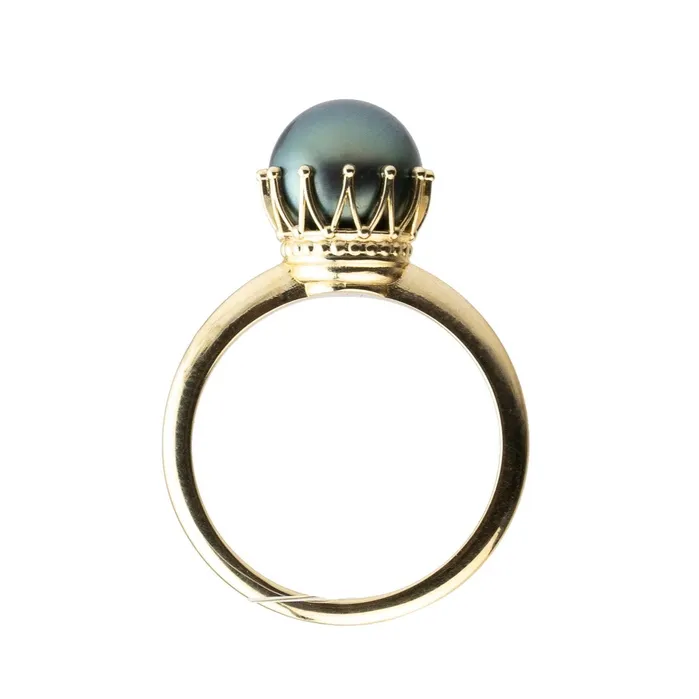 Kamoka Pearl Rings Royal Peacock Green Tahitian Pearl Ring