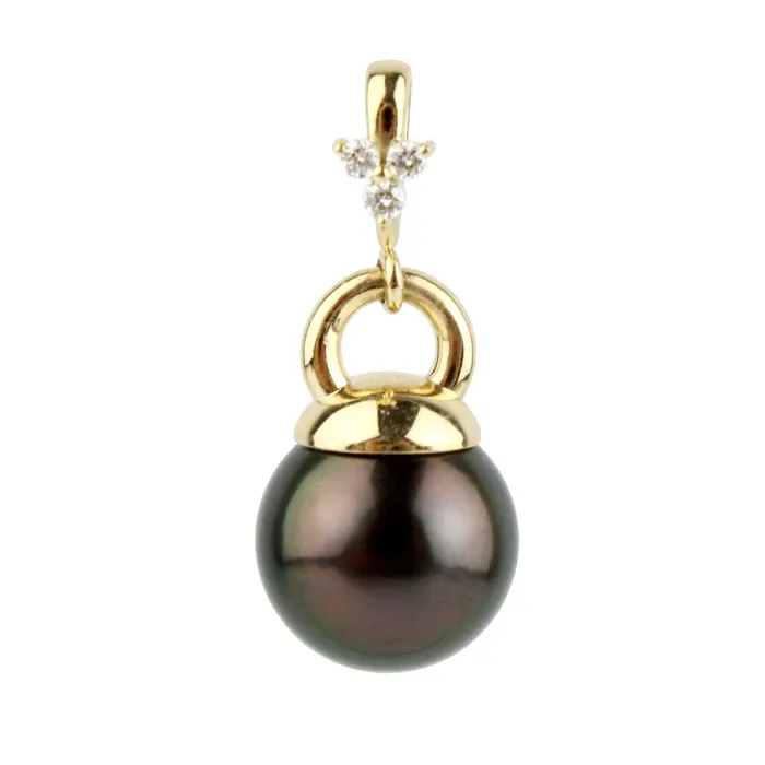 Kamoka Pearl Tahitian Pearl Diamond 103mm Mareva Pendant Necklaces
