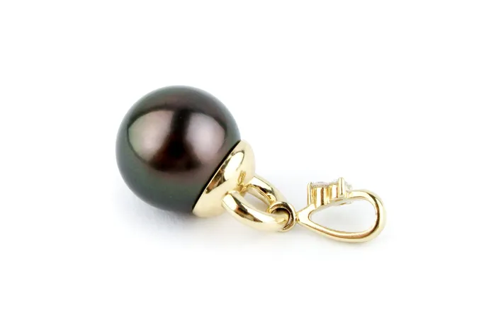 Kamoka Pearl Tahitian Pearl Diamond 103mm Mareva Pendant Necklaces