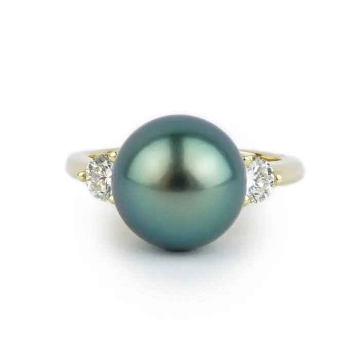 Kamoka Pearl Tahitian Pearl Diamond Bisou Ring Rings