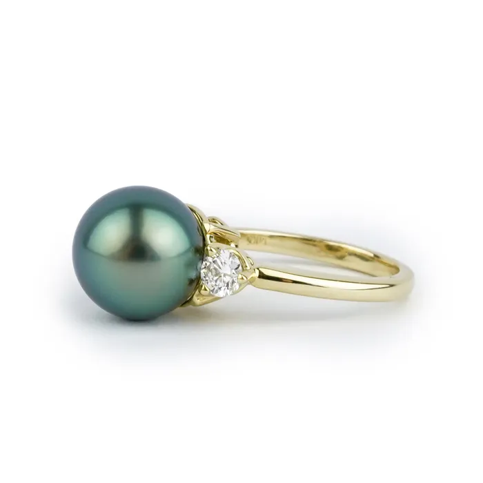 Kamoka Pearl Tahitian Pearl Diamond Bisou Ring Rings