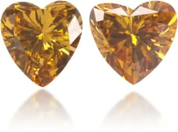 Langerman Diamonds Earrings Natural Orange Diamond Heart Shape 048 ct set Langerman Diamonds Earrings Natural Orange Diamond Heart Shape 048 ct set